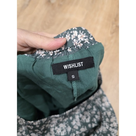 Wishlist Women's Floral Print Wrap Maxi Skirt S Small Green Cream Slit High Low - Picture 2 of 12